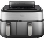 PHILIPS 5000 Series 9L NA555/09 Dual Basket Steam Air Fryer Silver, Silver/Grey